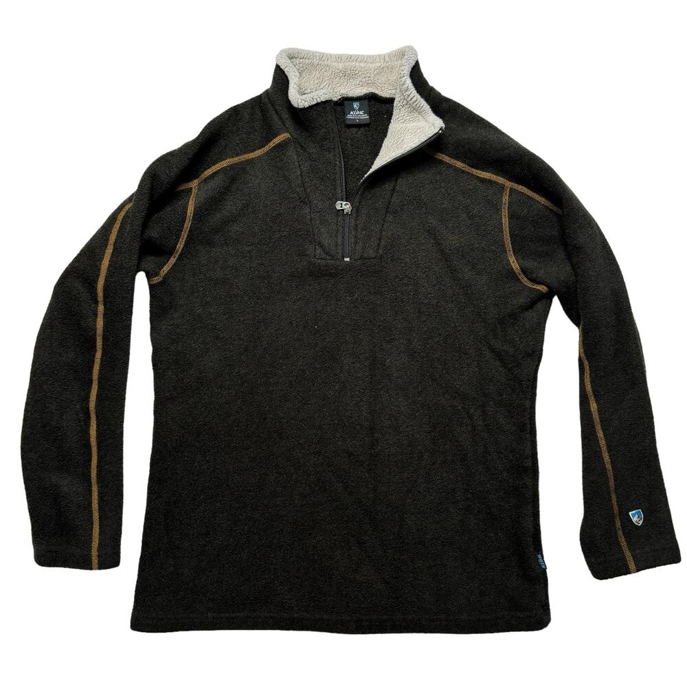 KUHL Europa 1/4 Zip Alfpaca Fleece Sweatshirt Dark Brown Size Large Mens